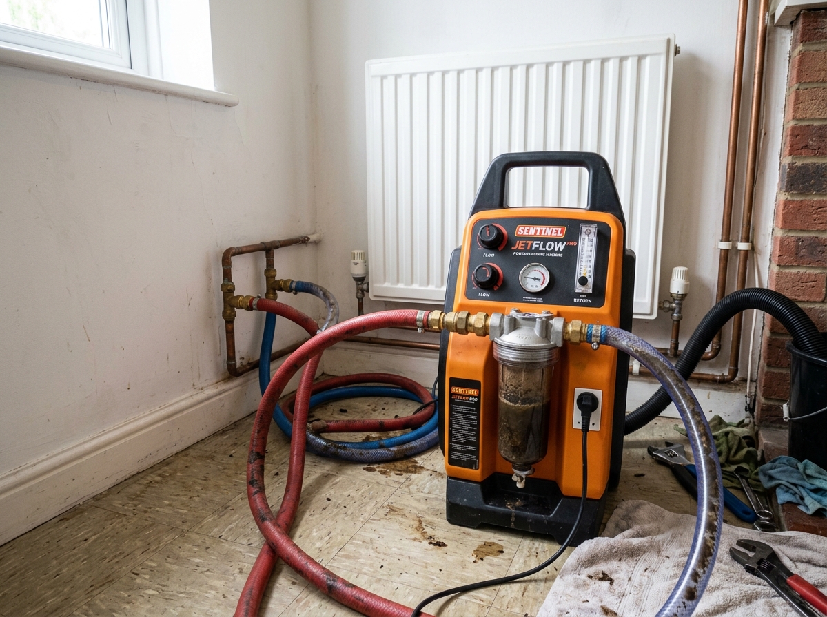 Xüsusi kompressorla radiator və istilik sisteminin borularının yuyulması